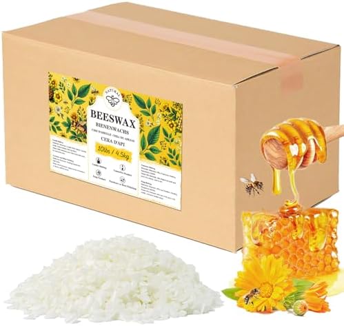 Beeswax pellets 10LB, VEGISHINE Pure and Natural White Beeswax for Candle Making, DIY Skin Care, Lip Balm, Polishing, Lotion, Soap, Candle Making Supplies