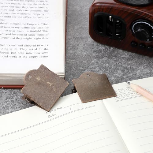 Vintage Journal Clip, 2 Pcs Metal Antique Bronze Travelers Notebook Clip Small Planner Clips for Book, Paper, Bookmark, Document File Organizer, Reading Decoration Accessories