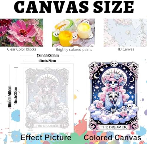 GOUOYANA Paint By Numbers Kit for Adults-Skull THE Dreamer Funny Canvas | Adult Paint by Number Kits on Canvas for Painting DIY Skull THE DREAMER Painting Art by Numbers for Home Wall Art Gift12X16in