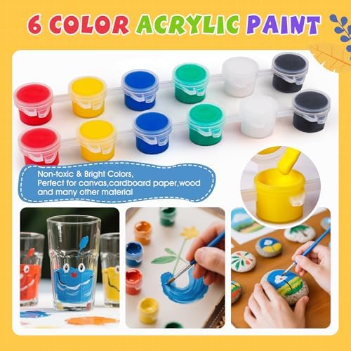 ESRICH 16 Set Mini Acrylic Paint Kit, 5in Mini Canvas with 7.5in Easel