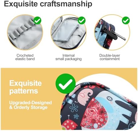 Crochet Hook Case, Zipper Storage Organizer Bag with Web Pockets for Crochet Needles/Knitting Accessories/Crochet Hook Kit Tools, Lightweight, Easy to Hold