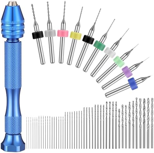 Zhehao 59 Pcs Hand Drill Bits Set Micro Drill Bit Set for Crafts, Blue