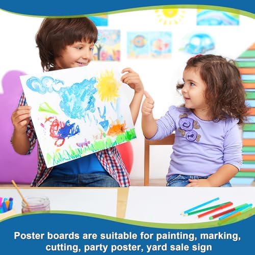 45 Pcs White Poster Board Paper 11x 14 Bulk, ROOKEA Vision Boards Blank Poster Paper for School Arts and Crafts, Classroom Projects, Presentations, Drawing, Scrapbooking, Graphic Displays