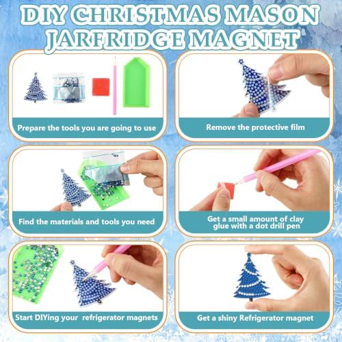 30 Pcs Christmas Diamond Art Magnet, Christmas Tree Diamond Painting