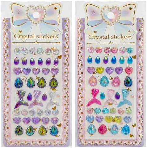 【2 Sheets】 Airy 3D Puffy Stickers, Resin Decorative Stickers, Cute Small Stickers for Kids，Girls, Adults, Reusable Tiny Stickers for Phone Case, Notebook - Perfect for Craft and GIF (Gentle)