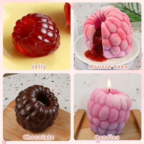 Raspberry Fruit Molds 4 Inch, 3D Raspberry Silicone Molds for Mousse