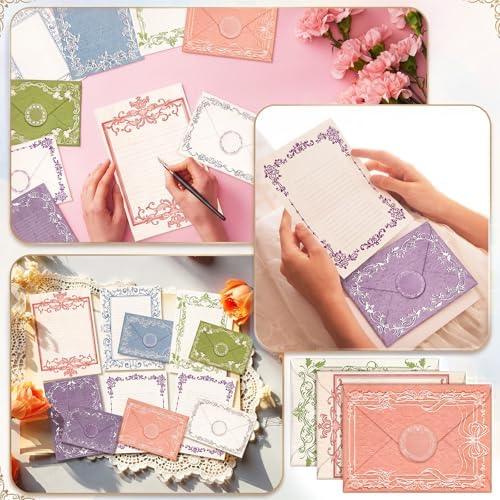 TaoBary 160 Pcs Vintage Lace Frame Stationery Paper and Envelopes Set