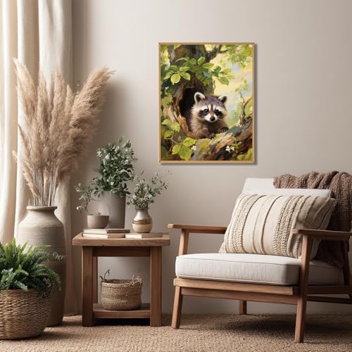 Reivworl Raccoon Paint by Numbers Kit for Adults, Raccoon Paint by Number for Adult, Painting by Number Kits for Gifts and Wall Decor 16x20Inch
