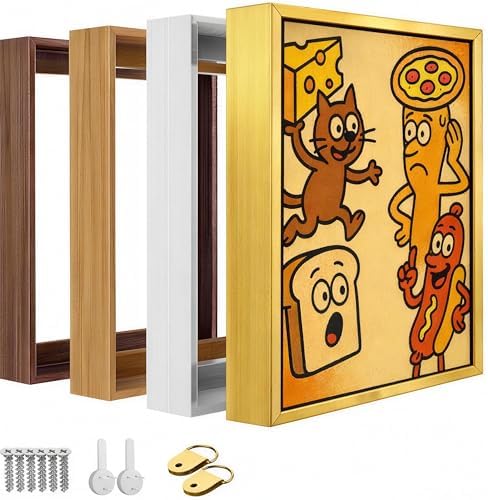 Canvas Floater Frame for 1 to 1.25 Inch Deep Gallery Wrapped Canvas, Modern Wood Grain Textured Floating Frame for Finished Oil Paintings & Wall Art, Durable Lightweight Polyresin, Made in USA (Champagne Gold,24 x 36 Inch)