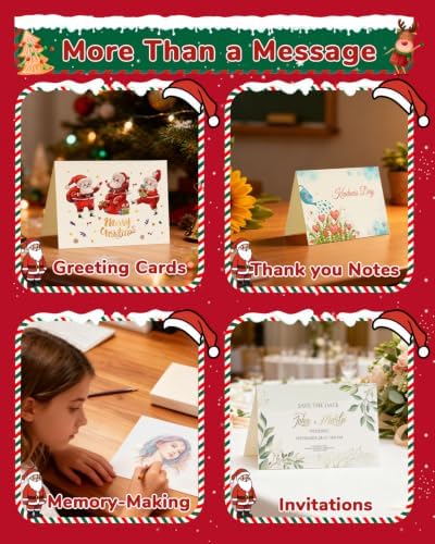 Watercolor Cards and Envelopes Set, 50 Folded Blank 5x7 Inch Greeting Cards