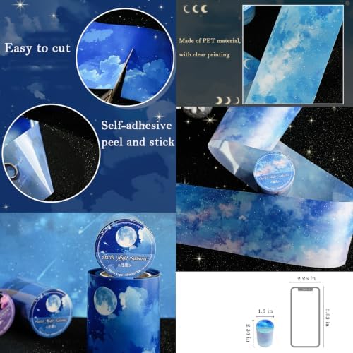 PET Tape Stickers for Journaling Supplies,Starry Stickers for Scrapbooking