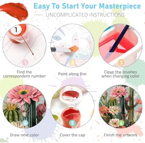 2 Pack Paint by Numbers Kit for Adults Framed Canvas, with Wooden Easel