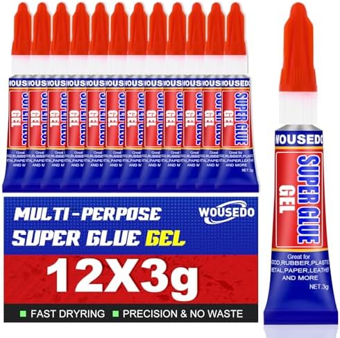 12 x 3g Super Glue Gel, Quick Dry, Thick Formula, All-Purpose Crazy Glue