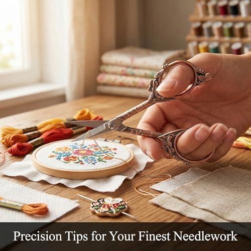 Crochet Scissors with Cover – Rose Gold Vintage Small Embroidery Scissors, Sharp Craft Scissors for Yarn Thread Sewing Needlework, Cute Butterfly Design Gift for Crocheter Quilter, 4.6 Inch