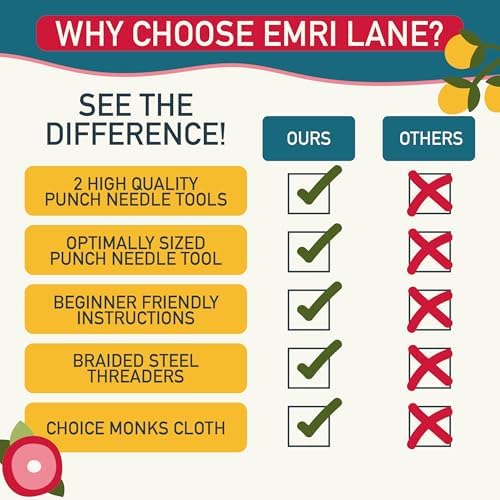 Emri Lane Punch Needle Kit – 6 Floral Design Punch Needle Embroidery Kit