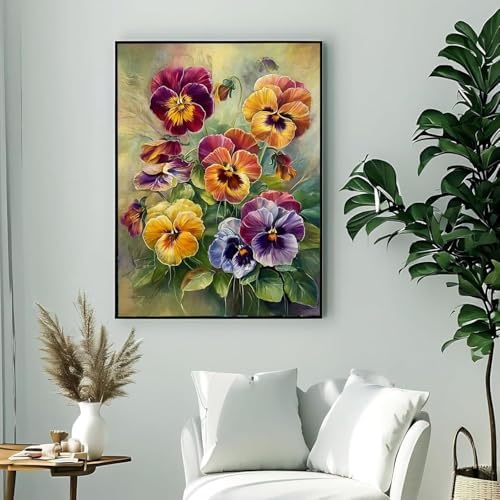 AIBOERL Paint by Numbers Kit for Adults Beginner, Pansies, 12X16In