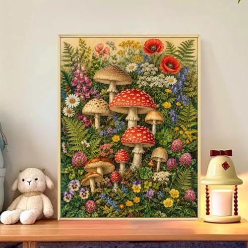 CRZMODE Mushroom Paint by Numbers Kit for Adults, Mushroom, 16x20 inch