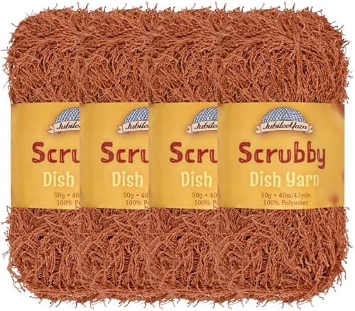 JubileeYarn Scrubby Dish Yarn - 50g/Skein Dishcloth Polyester - Copper - 4 Skeins