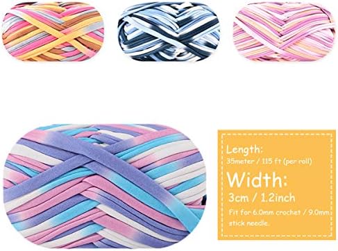 iSuperb 4 Pack Knitting Yarn Colorful Cloth T-Shirt Yarn Fabric Crochet Cloth for DIY Knitted Art Basket Bag - 400g
