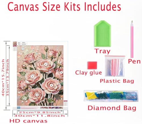 DIYBEADDOT Rose Pearl Diamond Painting Kits for Adults,Diamond Art 12x16In