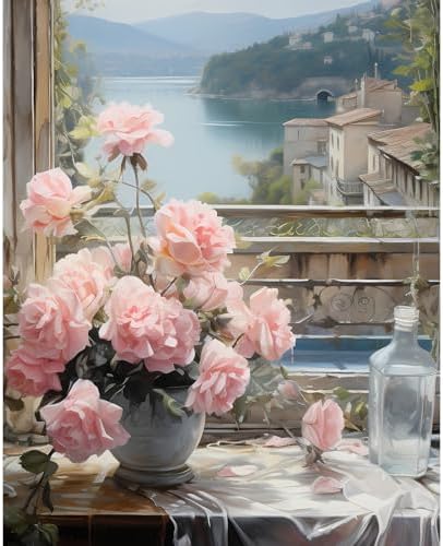 Arpilul Flowers Paint by Number for Adults-Paint by Numbers for Adults Beginner, Adult Paint by Number Kits on Canvas for Home Wall Art Decoration and Gifts 16x20Inch(Z-YH39)