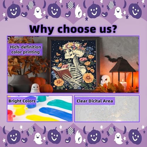 Arttoplus Halloween Paint by Numbers Kit for Adults Beginner 16x20in, Skull