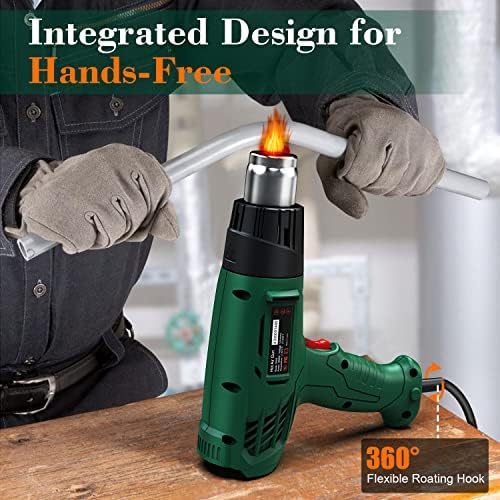 AcmyslaT Heat Gun, Heavy Duty Hot Air Gun Kit Dual Temperature Settings 572℉~932℉ (300℃-500℃), Overload Protection with 4 Nozzles for Crafts, Shrink Wrapping/Tubing, Paint Removing, Epoxy Resin | 572℉~932℉ (300℃-500℃), Overload Protection with 4 Nozzle...