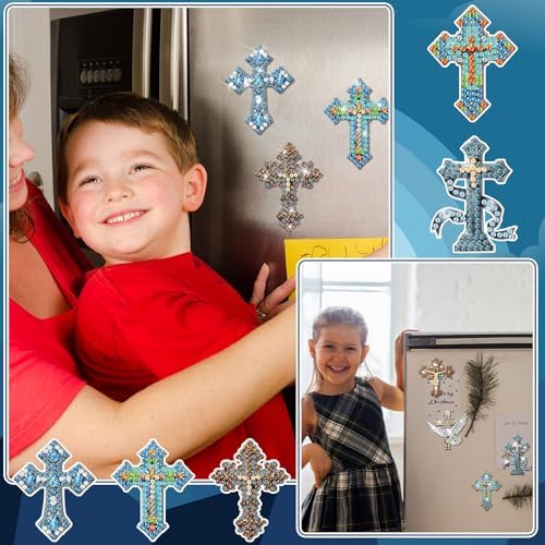 Motipuns 30 Pcs Diamond Magnets,Cross of Jesus,Dark Blue