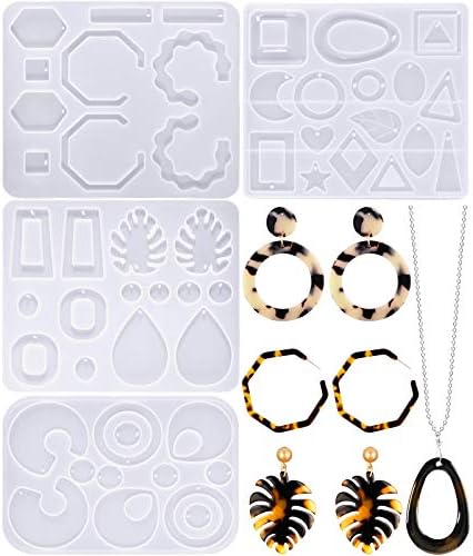Patelai 4 Pcs Resin Earring Molds for Jewelry Making Kit, Geometric