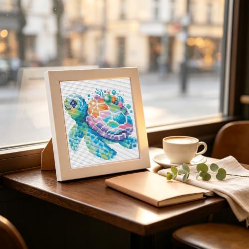 Sea Turtle Stamped Cross Stitch Kits for Adults,Beginner Cross-stitch Kits