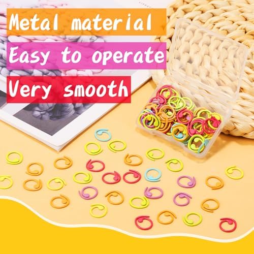 Jmuiiu 100Pcs Metal Stitch Markers, Spiral-Shaped Crochet Stitch Markers