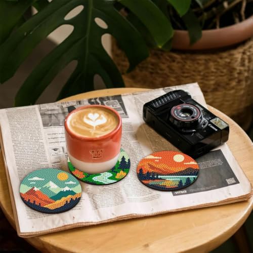 8 Pcs Landscape Diamond Art Coasters Kits, Diamond Painting Coasters