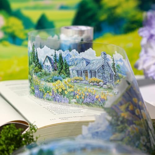PET Tape Stickers for Journaling 6 Rolls Flower Washi Tape Stickers Decorative Tape for Crafts Scrapbooking Junk Journal Supplies, County Life