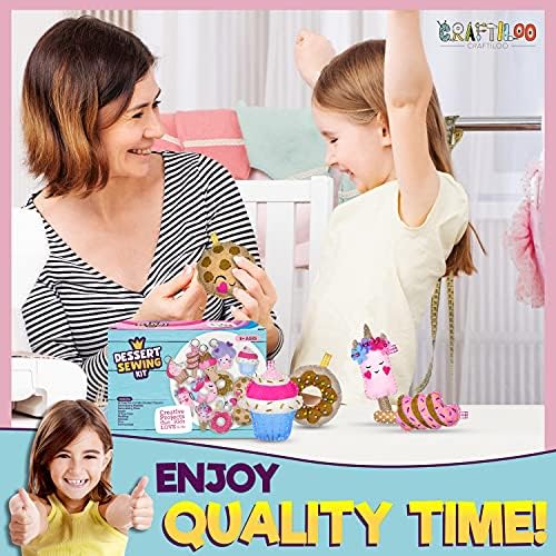 Dessert Sewing Kit for Kids Ages 8-12 - 12 Pre-Cut Felt Plush Treats