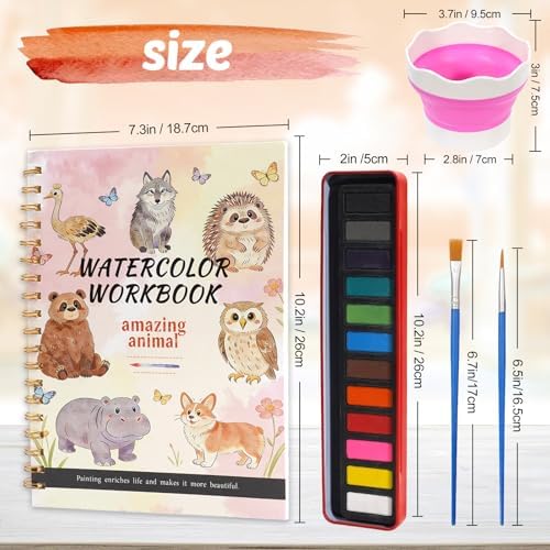 Watercolor Workbook for Adult Beginner, Animal Water Coloring Book