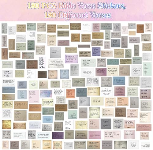 180PCS Vintage Bible Verse Stickers for Scrapbooking & Bible Study Supplies