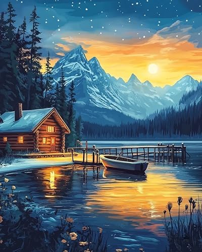 Possoco Paint by Numbers Kit for Adults Beginner, Landscape Easy Adult Paint by Number Kits on Canvas, DIY Acrylic Watercolor Oil Paint by Number for Adults Teens for Home Decor Gift 16x20 Inch