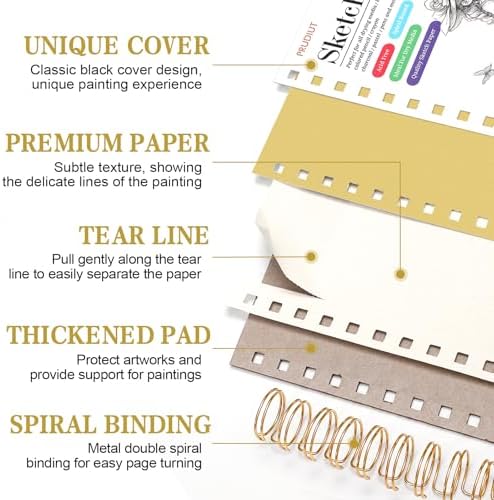 5.5×8.5In Sketch Book for Kids, 100gsm Spiral Sketchbook for Drawing,Yellow | 90 Sheets Acid-Free Drawing Paper with Pencils, Tear-Out Pages, for Drawing & Sketching, idea for Back-to-School Gifts