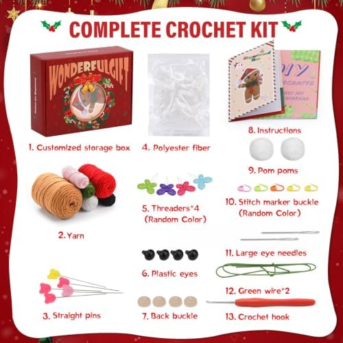 Crochet Kits for Beginners, Crochet Starters Kit with Tools, Storage Box