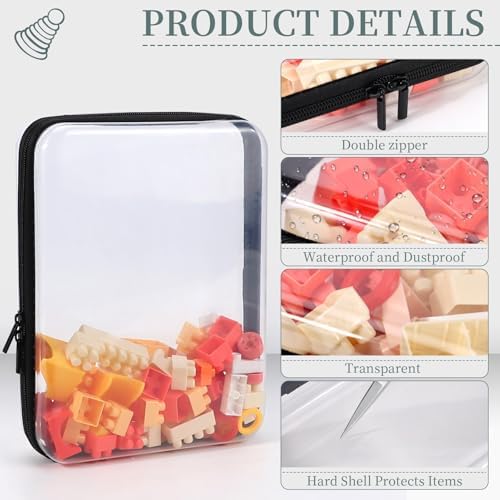YOPCDJ 3 Pack Clear Hard Shell Zipper Case, Clear Zipper Pouches Waterproof Makeup Organizer & Travel Toiletry Bag, Plastic Pouch for Travel Office Storage, Black Large Size