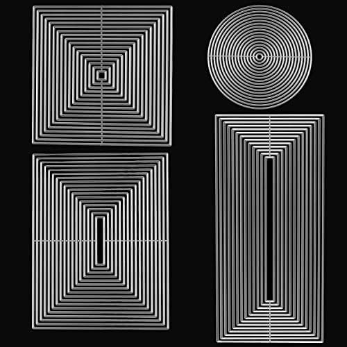 64Pieces/4Sets Frame Dies for Card Making Retro Round, Rectangle Frame Metal Cutting Dies for DIY Scrapbooking Paper Crafting Arts Crafts Die Cuts Stencil Template