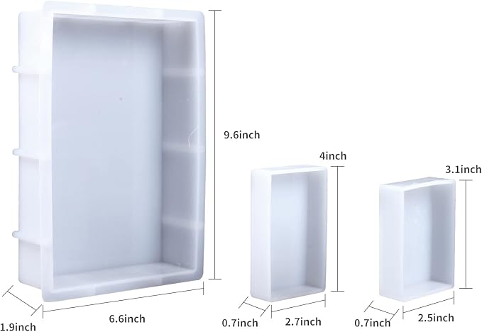 3 Pcs Rectangular Silicone Molds for Resin, Large Resin Mold Glossy Deep Square Molds 9.6''x 6.6'' w. 4''x 2.7'' w. 3.1''x 2.5'' w, Deep Epoxy Resin Molds for Flowers Preservation, Resin Casting