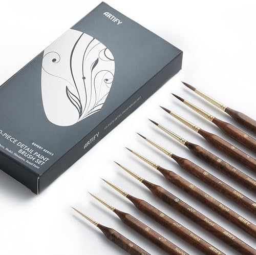 Artify Miniature Paint Brushes, Detail Brushes for Paint by Numbers, 10 Sizes Fine Detail Brushes for Paper Painting, Precision Brushes for Acrylic, Watercolor, Oil