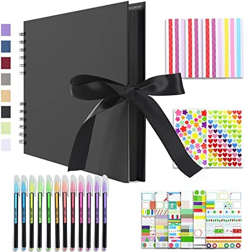 Vienrose Scrapbook Album 80 Pages 11x8 Inch Black | Kraft Paper, Diy Photo Album With Accessories, Memory Book, Wedding Birthday Travel Valentine