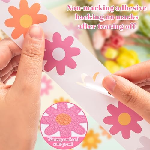 1200 PCS Boho Daisy Stickers Roll, 16 Styles Flower Stickers Roll