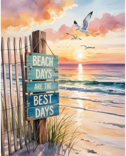 Paint by Numbers Kit for Adults, Beach DIY Acrylic Painting Kit, 16x20 Inch