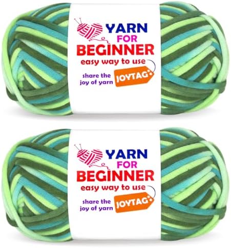 2 * 50g Rainbow Beginner Crochet Yarn for Crocheting and Knitting Multicolor Cotton Crochet Yarn for Beginners(Green Tone)