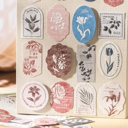 80 Pcs 3D Relief Floral Cardstock Stickers for Scrapbooking