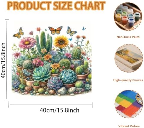 Pxzcrypha Succulent Paint by Numbers Kit for Adults Beginner 16x16inch