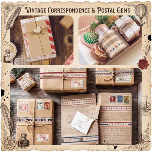 TaoBary 33 Rolls Washi Tape Set, 15mm Holiday Seasonal,Postal Style